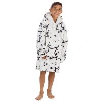 18C871: Kids Plush Oversized Hoodie- Stars (One Size - 7-13 Years)